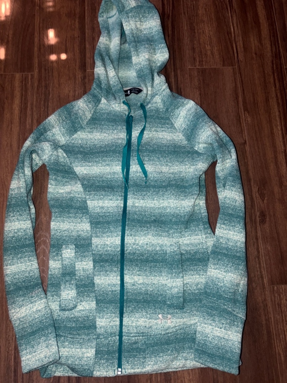 Under Armour Teal and Light Blue Striped Hooded Jacket